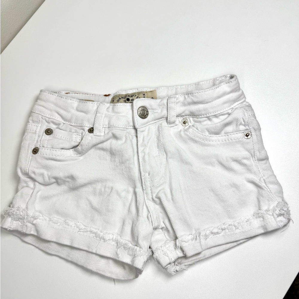 Lucky Brand White Jean Shorts Relaxed Fit Mid-Rise